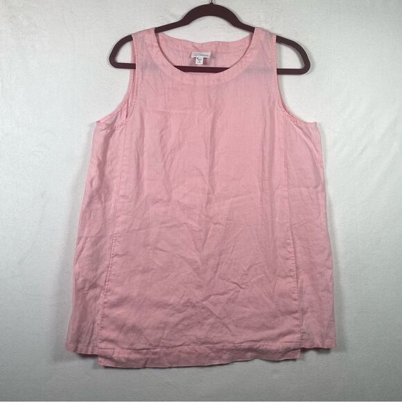Pure J. Jill 100% Linen Pink Sleeveless Top Size Medium Petite - Picture 1 of 7